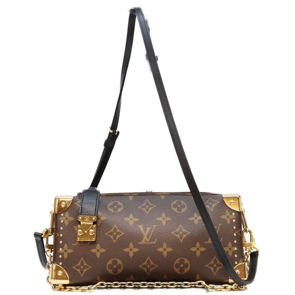 LOUIS VUITTON M13147 Monogram Slim Trunk Shoulder Bag, Brown with Gold Hardwa...